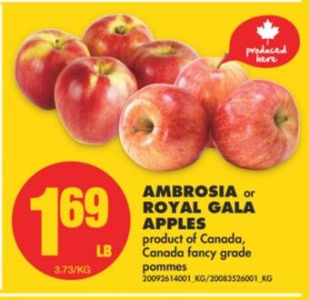 No Frills Ambrosia or royal gala apples offer