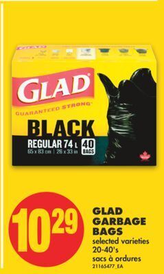 No Frills Glad garbage bags, 20-40's offer