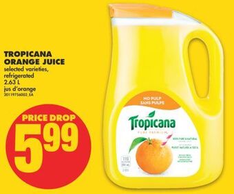 No Frills Tropicana orange juice, 2.63 l offer