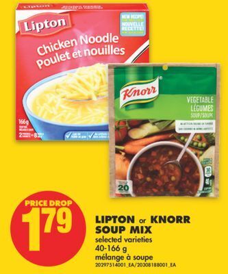 No Frills Lipton or knorr soup mix, 40-166 g offer
