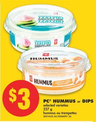 No Frills Pc® hummus or dips, 227 g offer