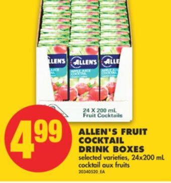 No Frills Allen's fruit cocktail drink boxes, 24x200 ml offer