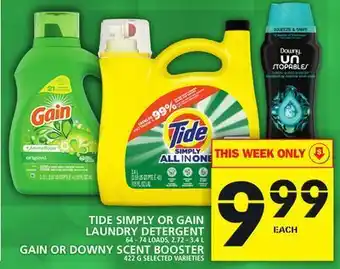 Food Basics Tide simply or gain laundry detergent or gain or downy scent booster offer