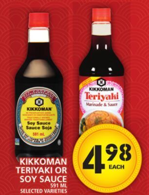 Food Basics Kikkoman teriyaki or soy sauce offer