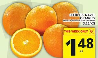 Food Basics Seedless navel oranges offer