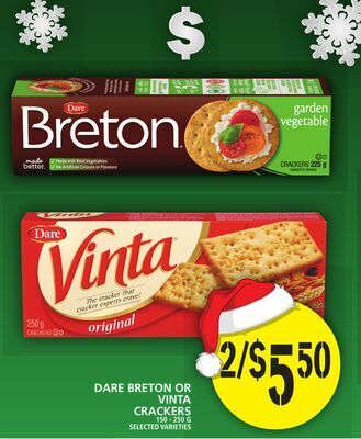 Food Basics Dare breton or vinta crackers offer