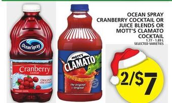 Food Basics Ocean spray cranberry cocktail or juice blends or mott's clamato cocktail offer