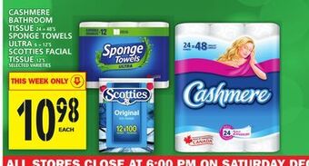 Food Basics Cashmere bathroom tissue or sponge towels ultra or scotties facial tissue offer