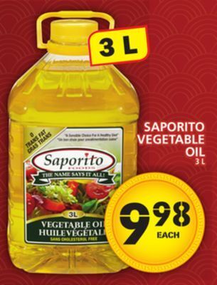 Food Basics Saporito vegetable oil offer