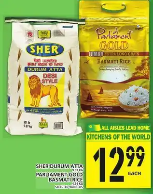 Food Basics Sher durum atta or parliament gold basmati rice offer
