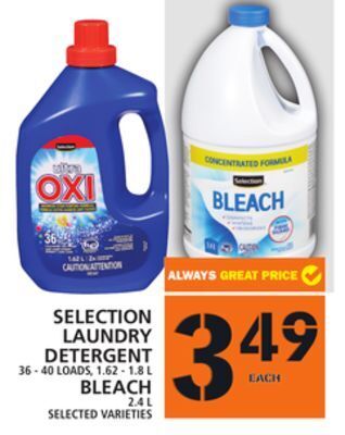 Food Basics Selection laundry detergent or bleach offer
