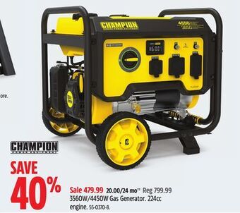 Canadian Tire Champion 3560w/4450w gas generator offer
