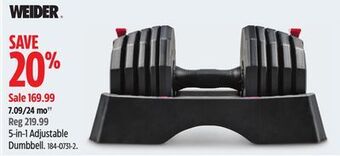 Canadian Tire Weider 5-in-1 adjustable dumbbell offer