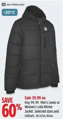 Canadian Tire Outbound men's lewis or women's lola winter jacket offer