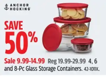 Canadian Tire Anchor hocking 4, 6 and 8-pc glass storage containers offer