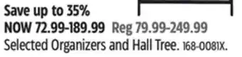 Canadian Tire Canvas selected organizers and hall tree offer