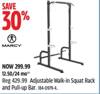 Canadian Tire Marcy adjustable walk-in squat rack and pull-up bar offer