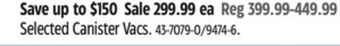 Canadian Tire Selected canister vacs offer