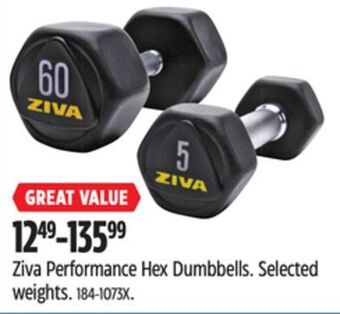 Canadian Tire Ziva performance hex dumbbells offer
