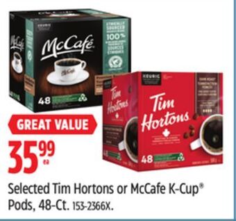 Canadian Tire Selected tim hortons or mccafe k-cup pods, 48-ct offer