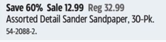 Canadian Tire Maximum assorted detail sander sandpaper, 30-pk offer