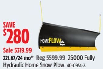Canadian Tire Meyer 26000 fully hydraulic home snow plow offer