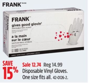 Canadian Tire Frank disposable vinyl gloves offer