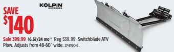 Canadian Tire Kolpin switchblade atv plow offer