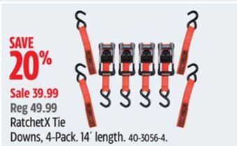 Canadian Tire Ratchetx tie downs, 4-pack offer
