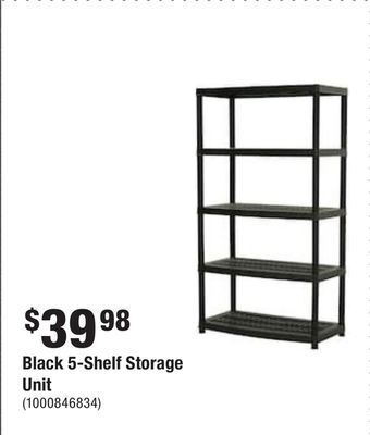 Home Depot Black 5-shelf storage unit offer