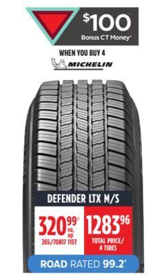Canadian Tire Michelin defender ltx m/s tire offer