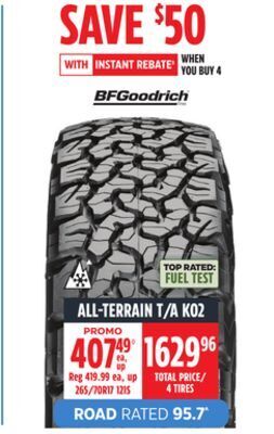 Canadian Tire Bfgoodrich all-terrain t/a ko2 offer