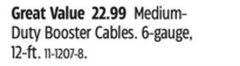 Canadian Tire Motomaster medium- duty booster cables offer