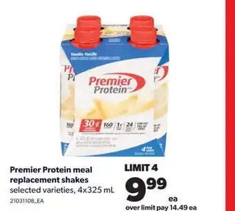 Real Canadian Superstore Premier protein meal replacement shakes, 4x325 ml offer