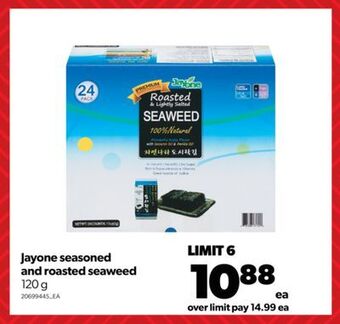 Real Canadian Superstore Jayone seasoned and roasted seaweed, 120 g offer