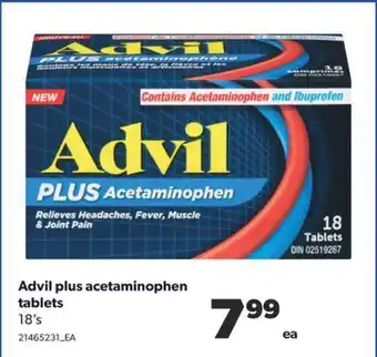 Real Canadian Superstore Advil plus acetaminophen tablets, 18's offer