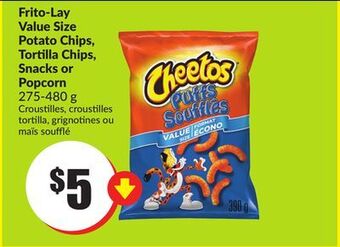 Chalo FreshCo Frito-lay value size potato chips, tortilla chips, snacks or popcorn 275-480 g offer