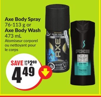 Chalo FreshCo Axe body spray 76-113 g or axe body wash 473 ml offer