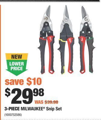 Home Depot 3-piece milwaukee® snip set offer