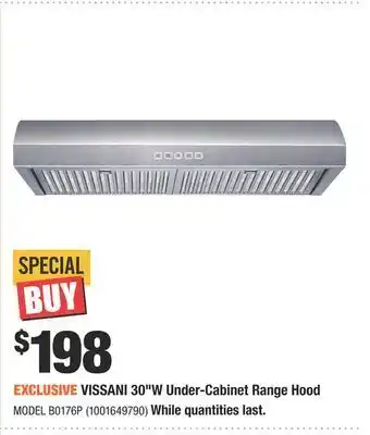 Home Depot Vissani 30"w under-cabinet range hood offer