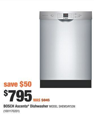 Home Depot Bosch ascenta® dishwasher offer