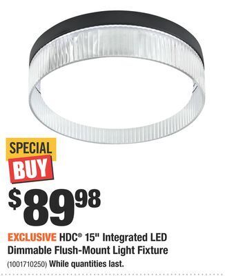 Home Depot Hdc® 15" integrated led dimmable flush-mount light fixture offer