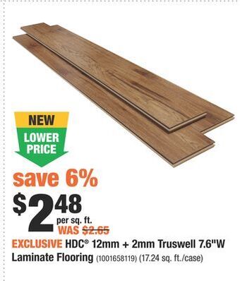 Home Depot Hdc® 12mm + 2mm truswell 7.6"w laminate flooring offer