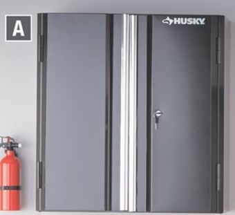 Home Depot Husky 28" garage wall cabinet offer