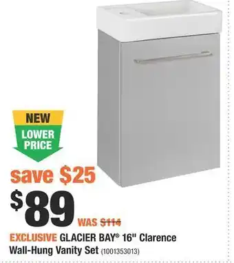 Home Depot Glacier bay® 16" clarence wall-hung vanity set offer