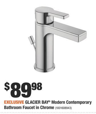Home Depot Glacier bay® modern contemporary bathroom faucet in chrome offer