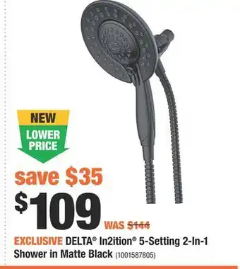 Home Depot Delta® in2ition® 5-setting 2-in-1 shower in matte black offer