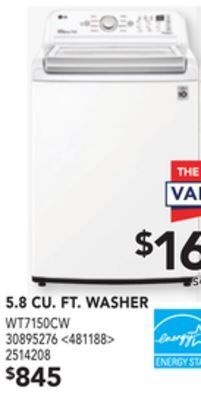 RONA Lg 5.8 cu. ft. washer offer