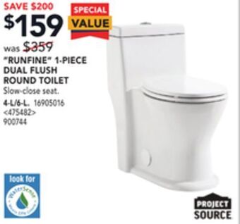 RONA Project source "runfine" 1-piece dual flush round toilet offer