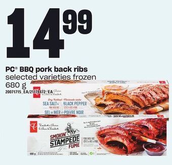 Zehrs Markets Pc® bbq pork back ribs, 680 g offer